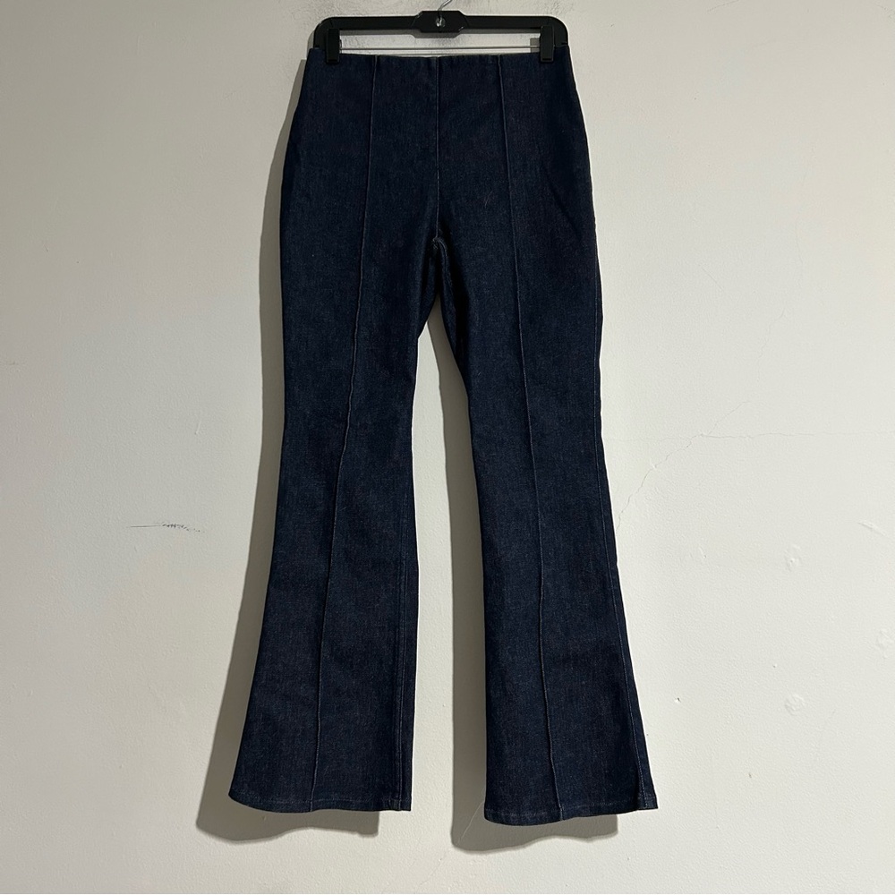 SPANX Zero Waistband Micro Flare Seamed Jeans Raw Indigo Medium Strech Slimming